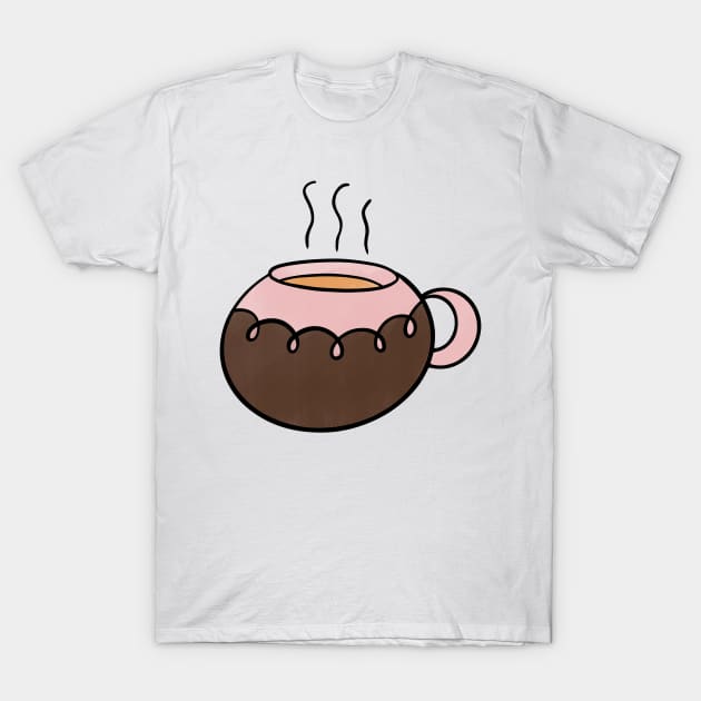 Cutie Cup Cute Coffee Dates Pink and Brown Coffee Cup Delicious Cafe Yummy Espresso Cappuccino Latte Macchiato Mocha Perfect Coffee Lover Gift Cute Foodie Gift I Love Coffee Steaming Cup of Coffee T-Shirt by nathalieaynie